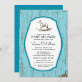 Rustikale Wood Rocking Horse Kinderdusche Einladung (Vorne/Hinten)