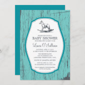 Rustikale Wood Rocking Horse Kinderdusche Einladung (Vorne/Hinten)