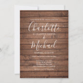 Rustikale Wood-Signature-Skripte Hochzeit Einladung (Vorderseite)