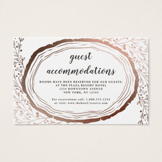 Rustikale Wood Slice Unterkünfte Einsteckkarte (Vorderseite)