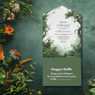 Rustikale Woodland Adventure Baby Dusche All In One Einladung