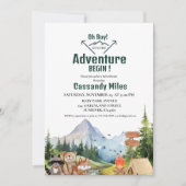 Rustikale Woodland Animals Adventure Baby Dusche Einladung (Vorderseite)