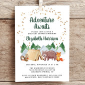 Rustikale Woodland Animals Adventure Baby Dusche Einladung