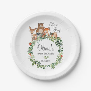 Rustikale Woodland Animals Baby Showboy Girl Pappteller