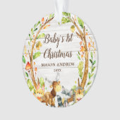 Rustikale Woodland Animals Baby's First Christmas Ornament (Vorderseite)