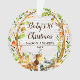 Rustikale Woodland Animals Baby's First Christmas Ornament