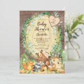 Rustikale Woodland Animals Boys Baby Dusche Einladung (Stehend Vorderseite)