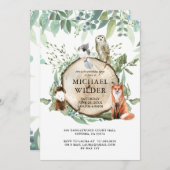 Rustikale Woodland Animals Junge Geburtstagsparty Einladung (Vorne/Hinten)