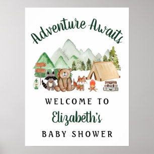 Rustikale Woodland Animals Kinderdusche Begrüßungs Poster