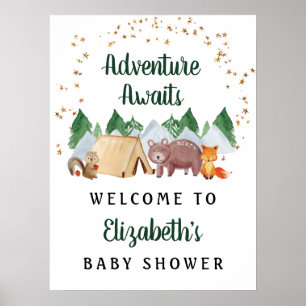 Rustikale Woodland Animals Kinderdusche Begrüßungs Poster