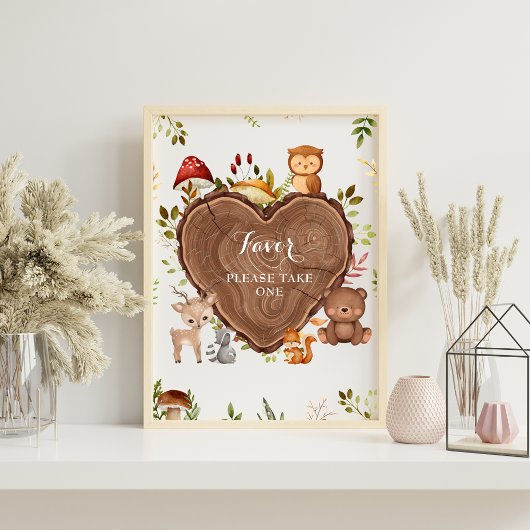 rustikale Woodland Animals Kinderdusche Begrüßungs Poster