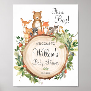 Rustikale Woodland Animals Kinderdusche Begrüßungs Poster