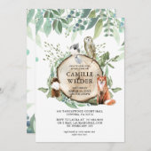 Rustikale Woodland Animals Kinderdusche Einladung (Vorne/Hinten)