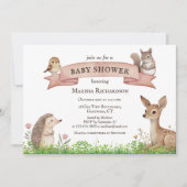 Rustikale Woodland Animals Kinderdusche Einladung (Vorderseite)