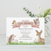 Rustikale Woodland Animals Kinderdusche Einladung (Stehend Vorderseite)