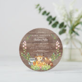 Rustikale Woodland Animals Kinderdusche Einladung (Stehend Vorderseite)