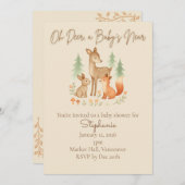 Rustikale Woodland Animals Kinderdusche Einladung (Vorne/Hinten)