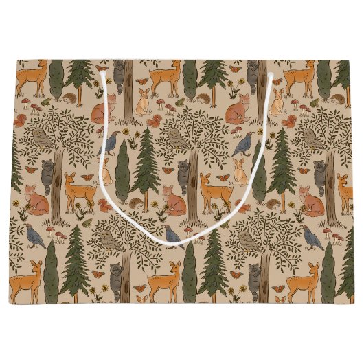 Rustikale Woodland Animals Kinderdusche Große Geschenktüte (Vorderseite)