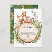 Rustikale Woodland Animals Kinderdusche Sprinkle B Dankeskarte (Vorne/Hinten)