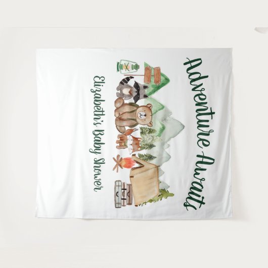 Rustikale Woodland Animals Kinderdusche Wandteppich (Vorderseite (Horizontal))