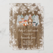 Rustikale Woodland Babydusche Einladung (Vorne/Hinten)