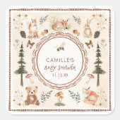 Rustikale Woodland Babydusche Quadratischer Aufkleber (Vorderseite)