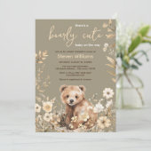 Rustikale Woodland Bären geschlechtsneutral Baby D Einladung (Stehend Vorderseite)