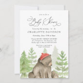 Rustikale Woodland Bärenjunge Babydusche Einladung (Vorderseite)