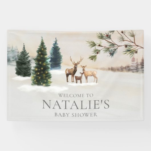 Rustikale Woodland Deer Baby Dusche Banner (Horizontal)