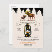Rustikale Woodland Elch Kinderdusche Einladungspostkarte (Vorne/Hinten)