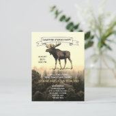 Rustikale Woodland Elche Campfire Party Einladunge Postkarte (Stehend Vorderseite)