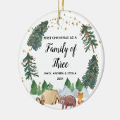 Rustikale Woodland-Familie mit Foto Keramik Ornament (Links)