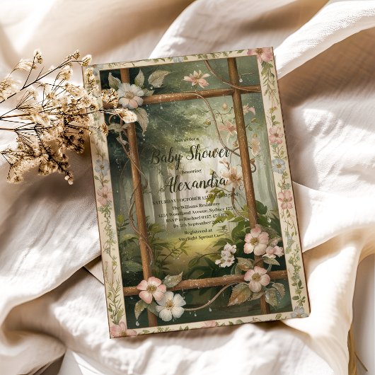 Rustikale Woodland Forest Baby Dusche Einladung