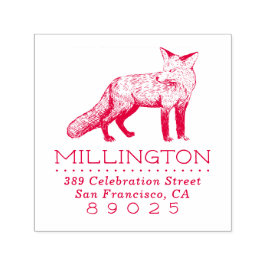 Rustikale Woodland Fox Familienname Rücksendeadres Permastempel