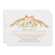Rustikale Woodland Fox Hochzeitseinladungen