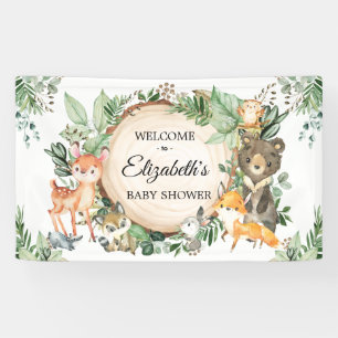 Rustikale Woodland Grünpflanzen Kinderdusche Begrü Banner