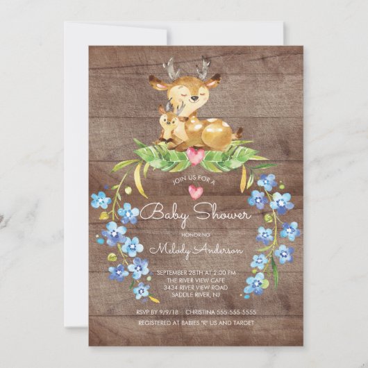 Rustikale Woodland Hirschdusche Einladung (Vorderseite)