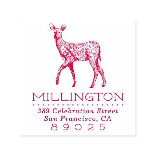 Rustikale Woodland Hirsche Familienname Rücksendea Permastempel (Design)