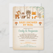 Rustikale Woodland-Kinderdusche mit langer Entfern Einladung (Vorderseite)