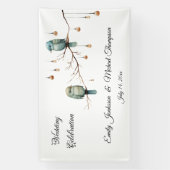 Rustikale Woodland Love Birds Romantische Hochzeit Banner (Vertikal)
