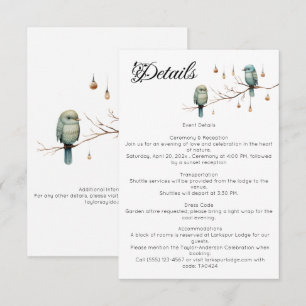 Rustikale Woodland Love Birds Romantische Hochzeit Begleitkarte