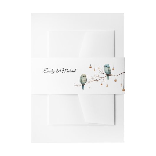 Rustikale Woodland Love Birds Romantische Hochzeit Einladungsbanderole (Vorderseite Beispiel)