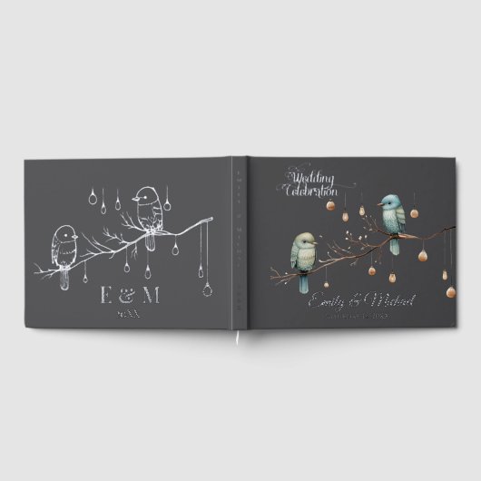 Rustikale Woodland Love Birds Romantische Hochzeit Gästebuch (Voll)