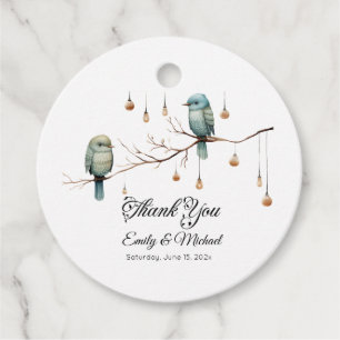 Rustikale Woodland Love Birds Romantische Hochzeit Geschenkanhänger