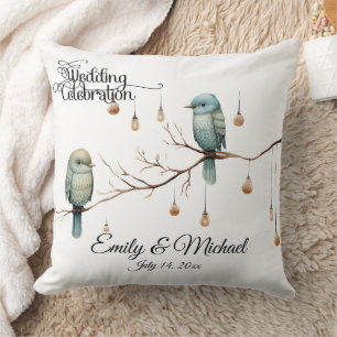 Rustikale Woodland Love Birds Romantische Hochzeit Kissen