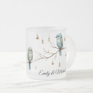 Rustikale Woodland Love Birds Romantische Hochzeit Mattglastasse