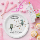 Rustikale Woodland Love Birds Romantische Hochzeit Pappteller (Party)