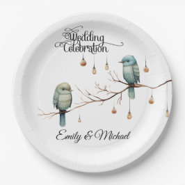 Rustikale Woodland Love Birds Romantische Hochzeit Pappteller