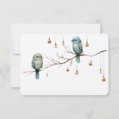 Rustikale Woodland Love Birds Romantische Hochzeit RSVP Karte (Rückseite)