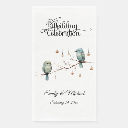 Rustikale Woodland Love Birds Romantische Hochzeit Serviette (Vorderseite)